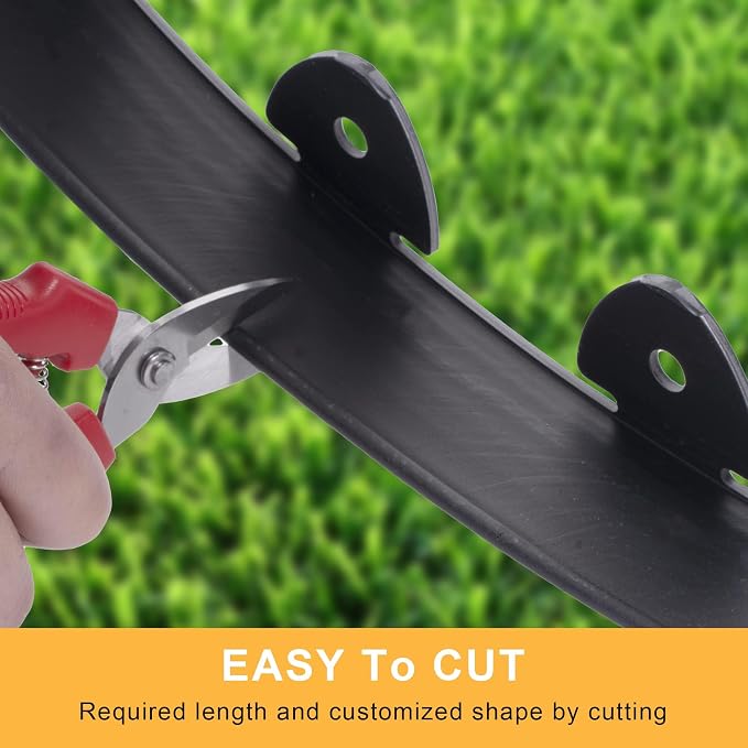 40 Ft Landscape Edging, Garden Edging with 36 Pcs Spikes, 2 in Tall Plastic Edging for Landscaping, No Dig Garden Border Edging, Landscaping Edging Border for Flowerbed Lawn Yard Grass, Black