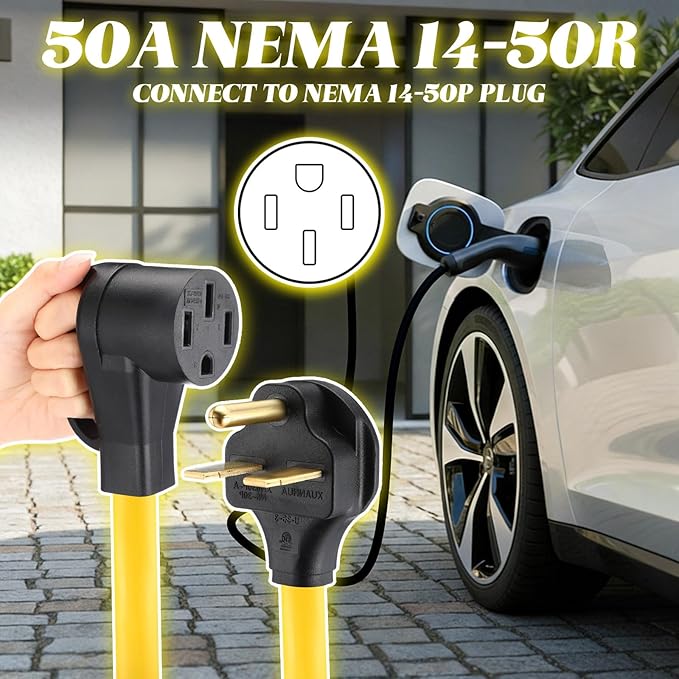Kanayu 25FT NEMA 6-30P to 14-50R EV Charger Adapter Cord, 30 Amp 240V HVAC to 50 Amp Level 2 EV Charging Power Adaptor Cord, STW 10 AWG/3C, ETL Listed (Not for RV or Dryer)