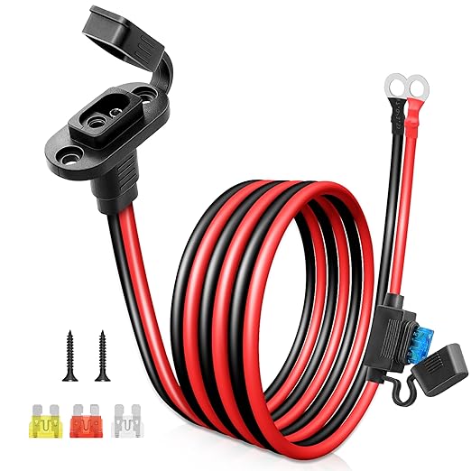 SAE to O Ring Connector 5FT 10AWG, SAE Battery Quick Connect Plug Waterproof Extension Cable for Solar Panel, Street & Road Glide Motorcycle Charging Port Upgrade, RV, Solar Generator Battery Charger