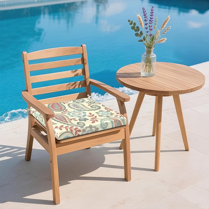 DYTXIII Set of 4 Outdoor Chair Cushions, Water Resistant 18.5"x16"x2" Square Seat Cushion for Patio Dining Chairs, High-Density Replacement Pads for Indoor Outdoor Furniture - Paisley Vintage