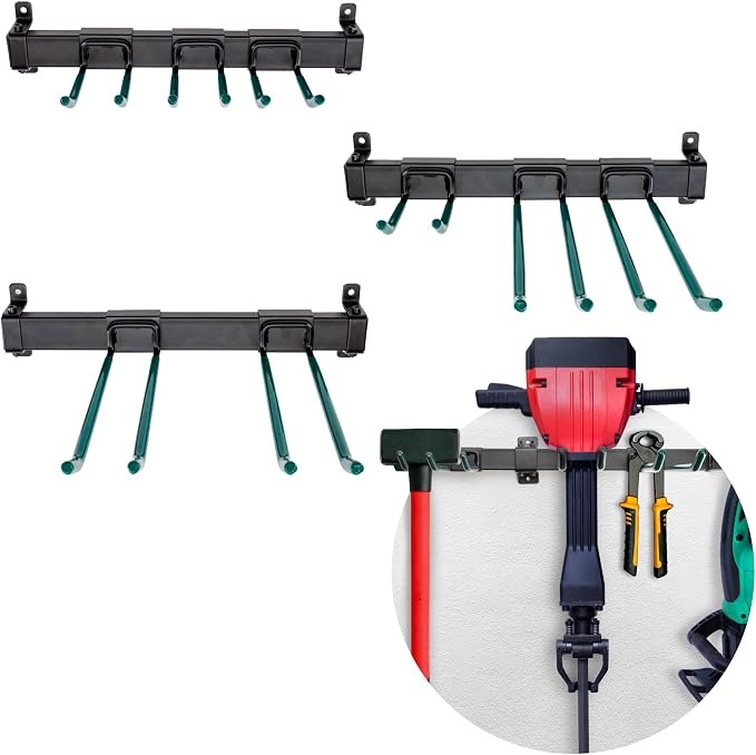 IDL Packaging Industrial Grade 48" Garage Tool Organizer with 8 Hooks, 720 lbs Total Holding Weight - for Repair Shops, Warehouses, Storages, Garages - Super Heavy-Duty Wall Mount Gear