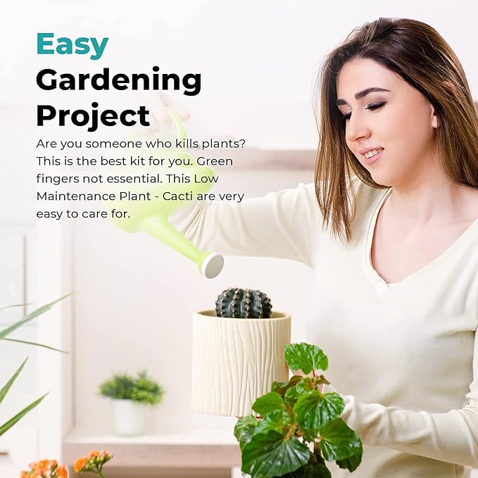 Cactus Kit Grow Your Own Cactus Seeds Starter Kit | Plants, Seeds & Bulbs | Easily Grow Beautiful Varieties of Cactus Plants with Complete Beginner Indoor Cacti Kit – House Plant - Men Women Gifts