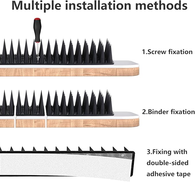 Bird Spikes, 9 Pack Bird Deterrent for Outside, Pigeon Spikes to Keep Raccoon Squirrel Cats Woodpeckers Away, for Fence Garden Roof Yard(8.4Feet)