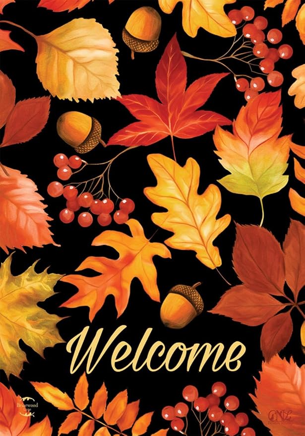 Briarwood Lane Fall Leaves & Acorns Welcome House Flag