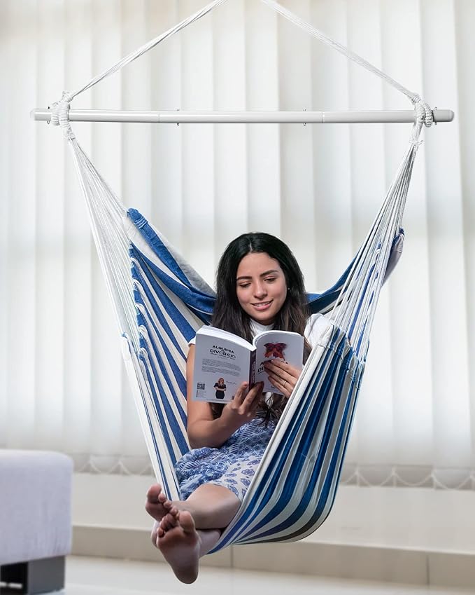 ADVOKAIR Hammock Chair Large 70.9"x47.2", 32% Bigger XXL Hanging Swing Chair with 500lbs Capacity, Heavy Duty Steel Spreader Bar, Extra Roomy Comfort for Adult Indoor Outdoor Bedroom Patio