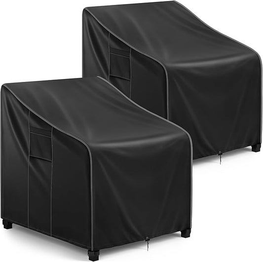 Patio Chair Covers Waterproof, Heavy Duty Outdoor Furniture Covers Fits up to 29W x 30D x 36H inches -2 Pack,Black