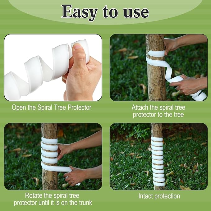 Wesiti 20 Pcs Tree Trunk Protector Plastic Spiral Trunk Tree Wrap Guard Bark Tube Protectors to Protect Bark Saplings from Deer Cats Rodents Rabbit Mowers (White,Green)