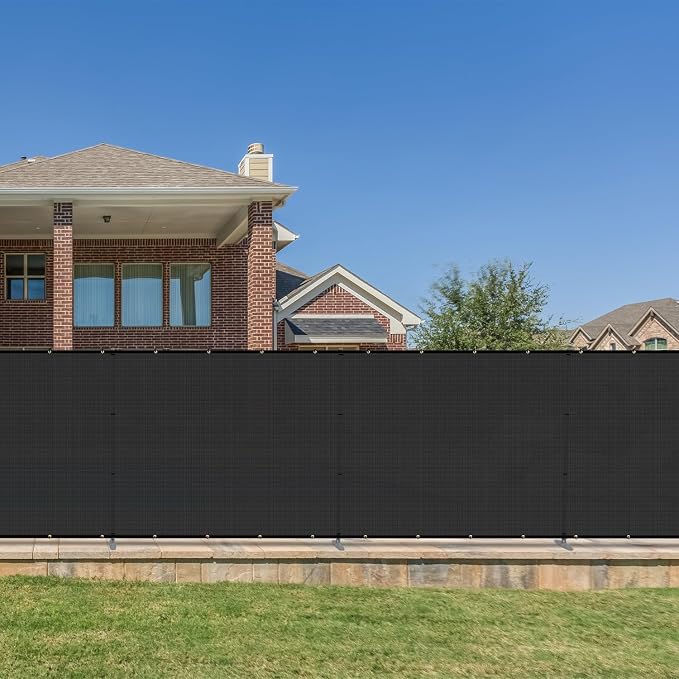 Bynbbur 5'x119' Outdoor Privacy Screen Freestanding with Iron Poles and Stakes, Temporary Dog Fencing, Backyard Divider, Metal Garden Fence for Pool Patio Barrier Border, Black