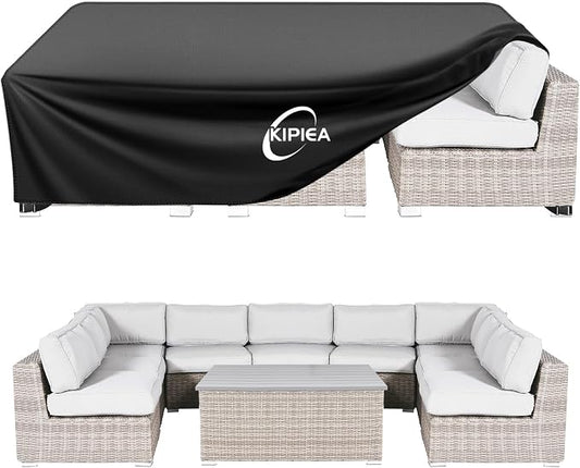Kipiea Outdoor Furniture Covers Waterproof, 420D Heavy-Duty Patio Furniture Set Covers, No Tears Anti UV No Fading (98" L x 98" W x 35.4" H)