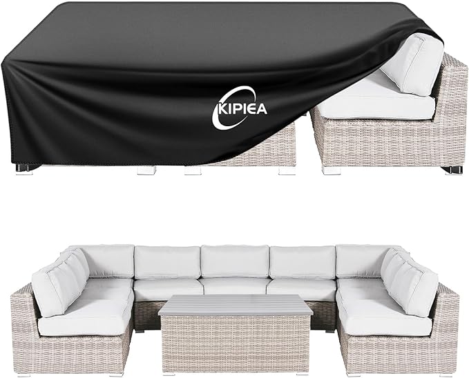 Kipiea Outdoor Furniture Covers Waterproof, 420D Heavy-Duty Patio Furniture Set Covers, No Tears Anti UV No Fading (98" L x 98" W x 35.4" H)
