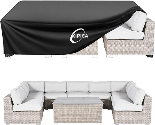 Kipiea Outdoor Furniture Covers Waterproof, 420D Heavy-Duty Patio Furniture Set Covers, No Tears Anti UV No Fading(114" L x 78" W x 28" H)