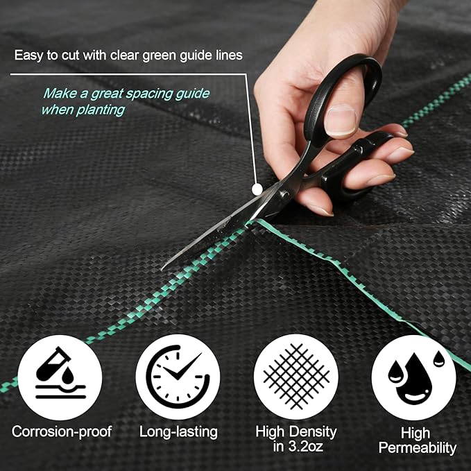 Weed Barrier Landscape Fabric 4FT x 100FT - 3.2oz Heavy Duty Weed Control Mat, High Permeability Woven Geotextile Fabric for Driveway, Gravel, Yard Ground Cover, Greenhouse Gardening