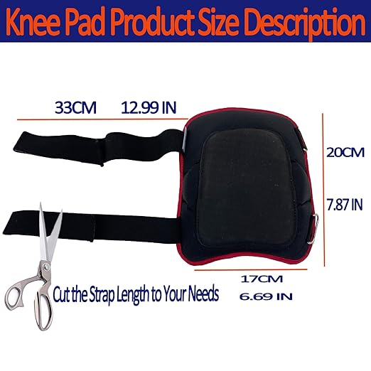 Work Knee Pads Made of Tear Resistant Oxford Cloth and Durable Rubber|Waterproof and Breathable Suitable for Mechanical Repairs and Yard Work|With Adjustable Straps Red