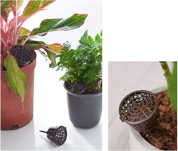 100PCS Bonsai Fertilizer Cups, Plastic Fertilizer Mesh Basket with Lid, Planting Fertilizer Net Pot, Garden Nutrition Box Tools for Succulents and Orchids (Small Size with Lid)