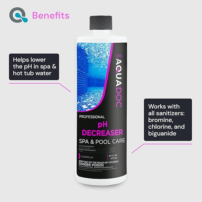 MAV AquaDoc pH Decreaser - pH Down for Hot Tub Spa - 16oz Liquid Hot Tub Chemicals pH Reducer