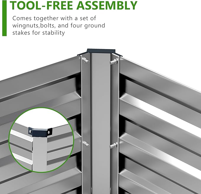 2PCS 6x3x1ft Galvanized Raised Garden Bed Kit,Metal Planter Box for Vegetables,Flowers,Herbs Durable Rust-Resistant Patio Gardening Beds,Silver