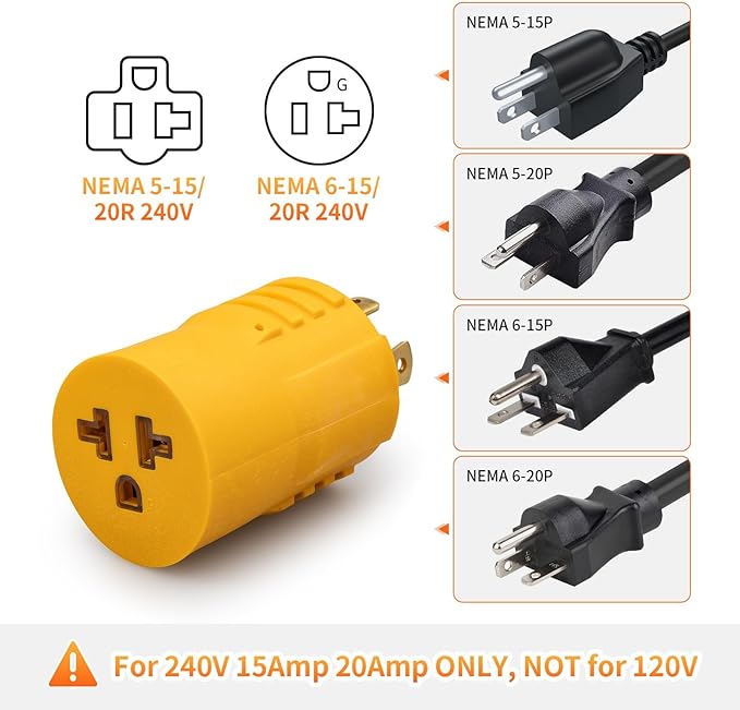MECMO 30 Amp to 20 Amp 240V Generator Distribution Adapter NEMA L14-30P to 5-15/20R or 6-15/20R, 30A 4-Prong Locking Generator L14-30P to 5-15R 5-20R 6-15R 6-20R for EV Charging, HVAC, Industrial