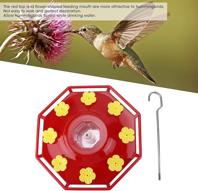Hummingbird Feeder Leak Proof 16oz Hanging Bird Feeder Easy to Clean Attracts Hummingbirds for Outdoor Garden Decoration