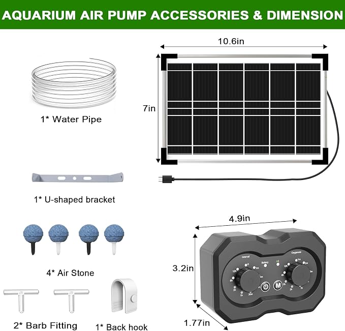 Lewisia 6W Solar Pond Aerator with Timer Control Air Pump Battery Aeration Kit Fish Tank Bubble Oxygenator