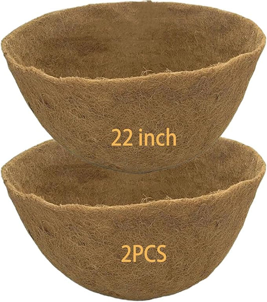 2 PCS 22 Inch x 14 Inch Coco Liners for Planters Round Basket Shaped Coconut Fiber Replacement Liners
