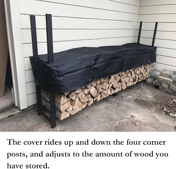 6 ft Black Heavy Duty Oxford Cloth Firewood Rack Top Cover (Adjustable, Not The Full Cover)