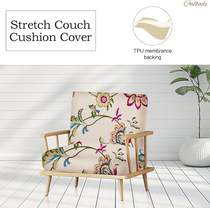 CALBODE 8pcs Single Seat Floral Print Outdoor Couch Cover, Waterproof Elastic Removable Half-Wrapped Sofa Seat Cushion, Suitable for Patio, Terrace, Garden Sofa Cushion