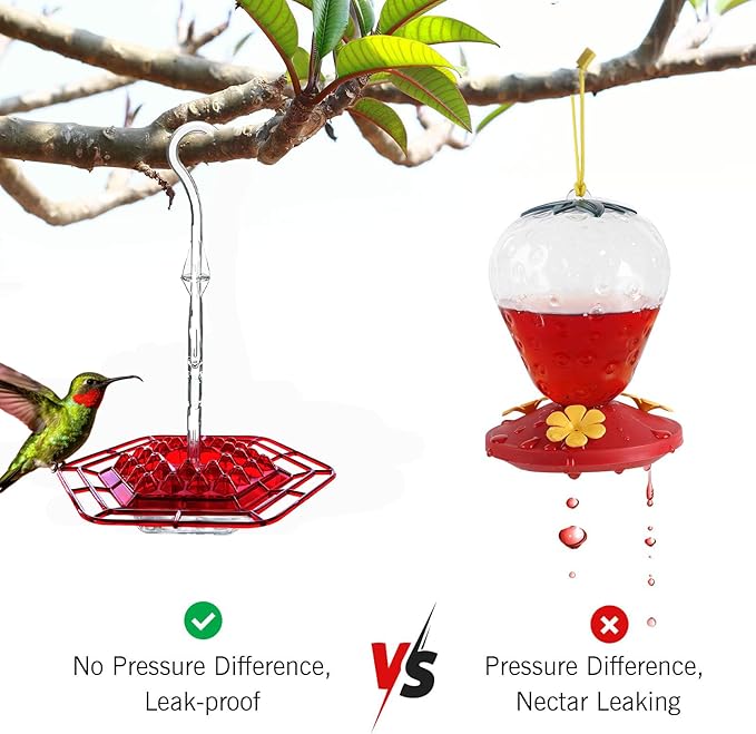 Hummingbird Feeders for Outdoors Hanging, 30 Feeding Ports,Bee-Proof and Leak-Proof - Easy to Clean and Refill, attracts Hummingbirds, Plastic with ant Fence and Hook (2Pcs Transparent)