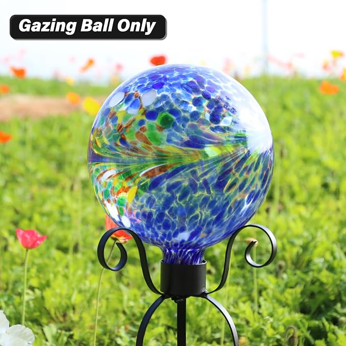 10 Inch Gazing Ball Glass Reflective Garden Globe Outdoor Gazing Globe Yard Ornament for Garden Yard Home Outdoor Decoration Multi, NOT Solar