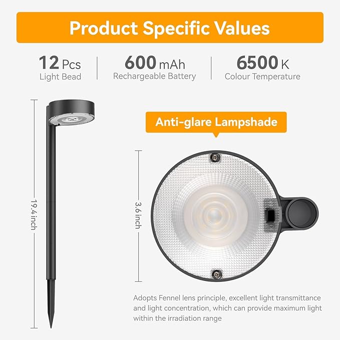 Ahaorigin 12 Pack Solar Pathway Lights Outdoor, 12 Brighter LED Solar Lights Outdoor Waterproof, Up to 12 Hrs Modern Path Light for Yard Garden Walkway Driveway Lawn, Cool White