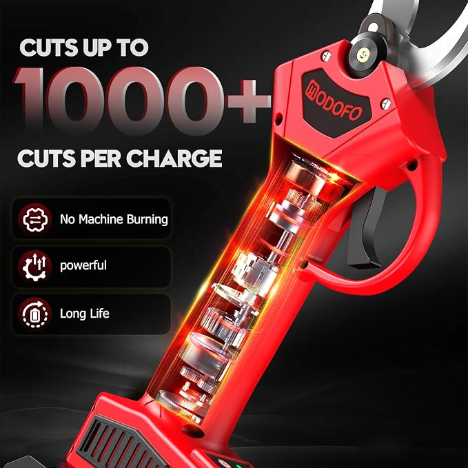 Electric Pruning Shears, 1.4'' Cutting Diameter Powerful Brushless Motor Cordless Pruning Shears with 2PCS Rechargeable Batteries & Blades Gardening Tree Branch