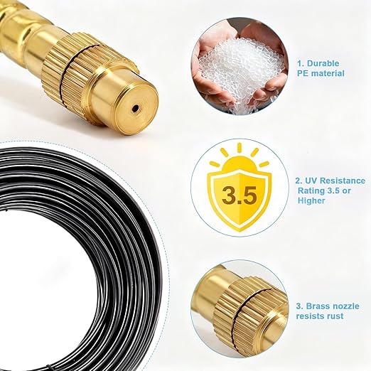 Thiswing 100FT 360° Adjustable Irrigation System for Garden – 1/4" Tubing with 18 Nozzles, Automatic Watering Misting System, Sprinkler for Garden, Raised Bed, Lawn, Plants