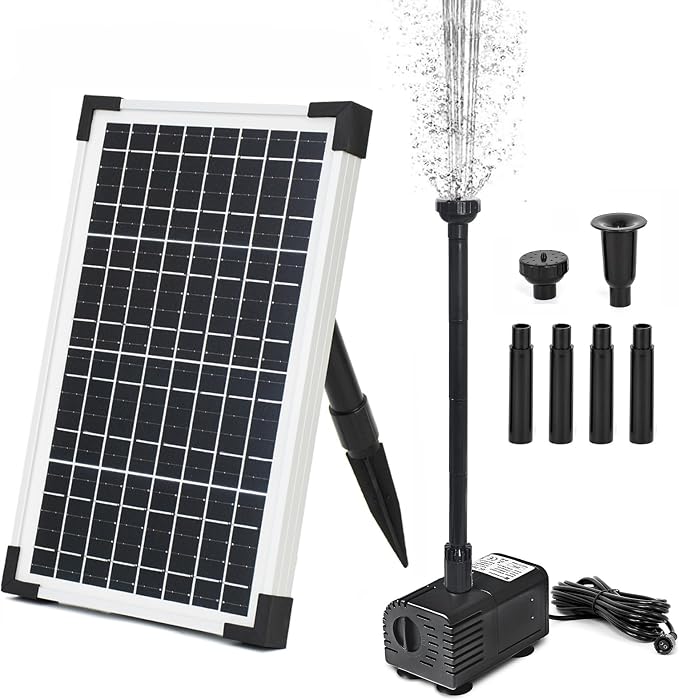 ECO-WORTHY Solar Water Fountain Pump Kit 216 GPH Flow 13W Adjustable Dry-Run Protection Solar Pond Pump Monocrystalline Solar Panel Powered Water Pump for Ponds, Garden, Waterfall, Pool, Birdbath