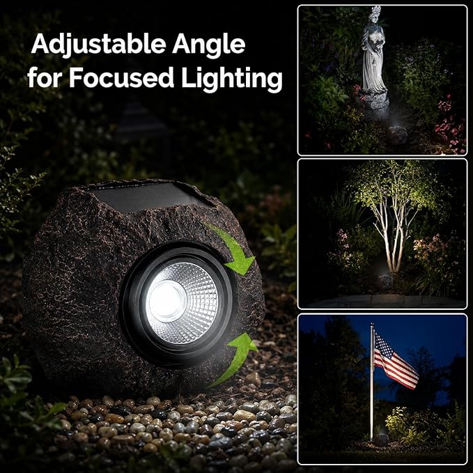 Candieslife Solar Rock Lights Outdoor Garden Waterproof - Super Bright LED Solar Spotlights, Solar Powered Landscape Path Decorative Garden Stone Lights for Pathway, Walkway, Yard, Patio (4 Pack)