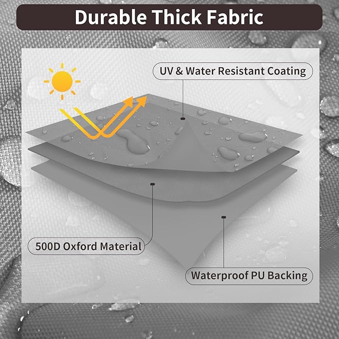 PureFit Outdoor Sectional Sofa Cover Waterproof Curved Patio Furniture Covers for Deck, Lawn and Backyard, 150Lx36Dx38Hx112FL, Grey