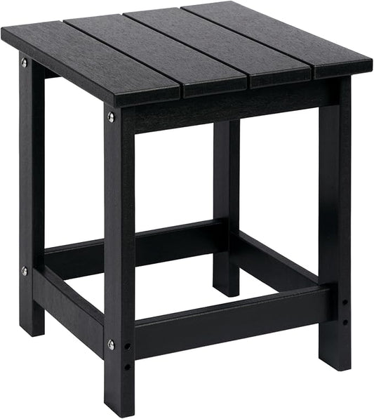 LZRS Adirondack Outdoor Side Table – Durable Weather-Resistant HDPE Patio End Table for Porch, Deck, Pool, Garden,Sturdy and Easy Assembly, Black