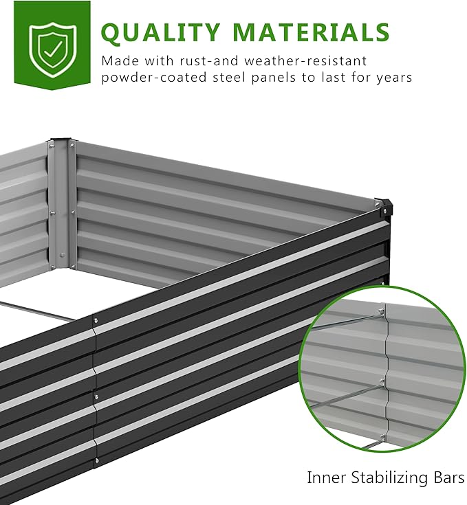 2PCS 7x3x1ft Galvanized Raised Garden Bed Kit, Galvanized Planter Raised Garden Boxes Outdoor, Large Metal Raised Garden Beds for Vegetables,Black