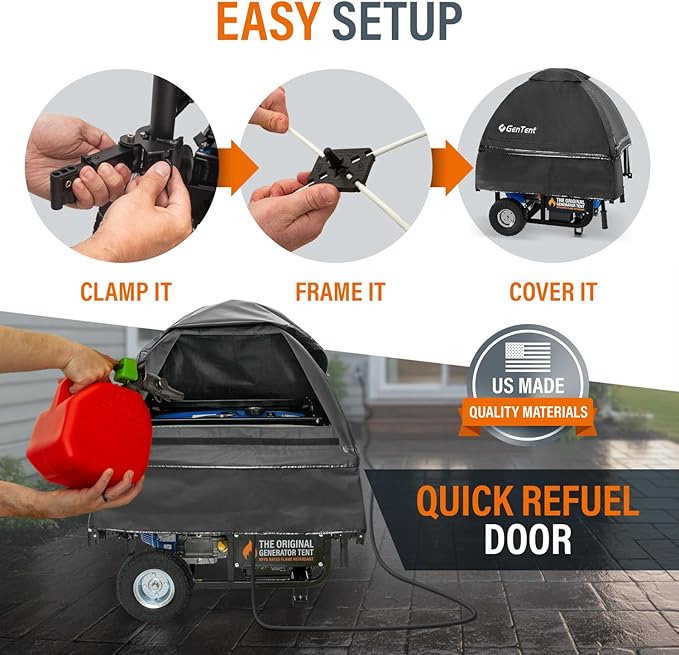 GenTent Open Frame Running Cover – Universal Kit Generator Tent (Black, Original - Standard)