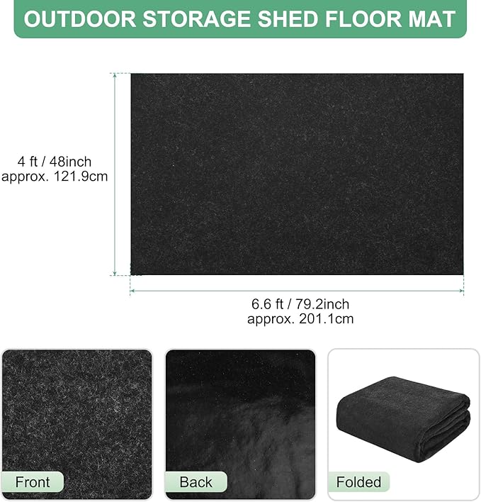 M METERXITY Outdoor Storage Shed Mat, 4x6.6 FT Waterproof Small Shed Flooring Mat for Patio Furniture Floor Protecting from Wear/Liquid/Dust/Oil, Non-Slip Carport Pad [Grey]