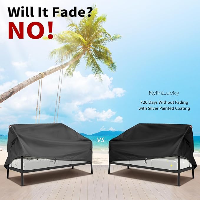 KylinLucky Patio Furniture Sofa Covers 93W x 40D x 35H inches,3-Seater Outdoor Waterproof Couch Loveseat Bench Cover Black