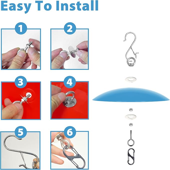 13" Bird Feeder Rain Guard, Hummingbird Feeder Shade Dome Cover, Hanging Baffle for Bird Feeder Pole,Smart Birds Feeder's Umbrella(Translucent Blue), 1 Pack