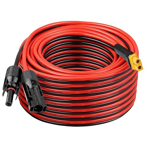 10AWG 50FT XT60 Solar Extension Cable 2 3 6 10 15 20 25 35 40 50 75 100FT XT60 Solar Extension Connector Adapter Thicker Cable Female to Male for Portable Power Station Solar Panel RC LiFePO4 Battery