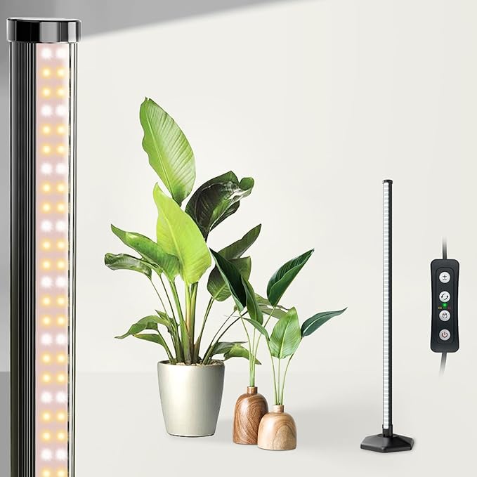 Grow Lights for Indoor Plants, 44W 48 Led Full Spectrum Plant Light, 2.7FT Adjustable Length Standing Grow Light with Timer/Six Leg Base for Greenhouse/Garden