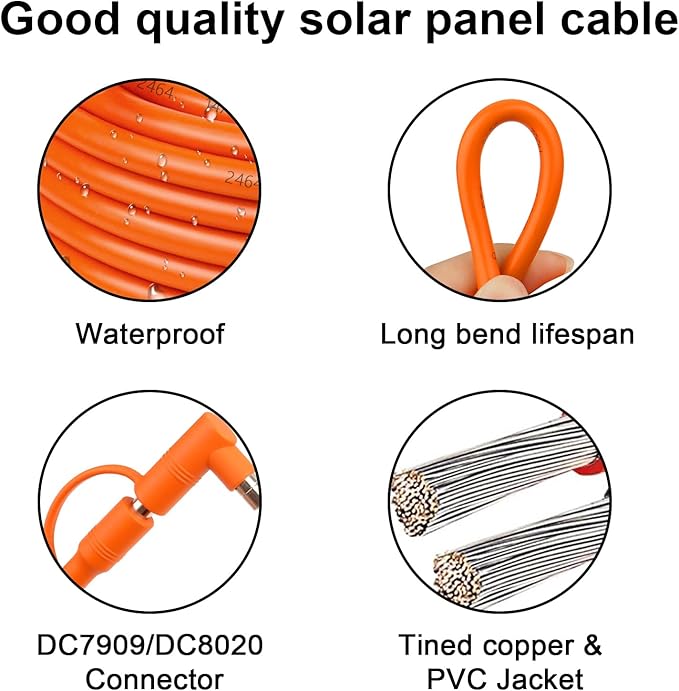 20FT 14AWG DC7909 Solar Panel Extension Cable Compatible with Jackery Solar Generator,Solar Charging Cord Female to Male with DC8020 Power Adapter Suit for Gz Yeti,Anker Jackery Portable Power Station