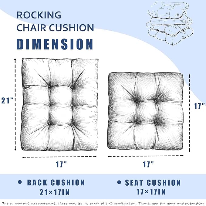 Dark Green Chair Cushion Rocker Pad for Indoor Outdoor Thick Patio Rocking Chair Replacement Cushions