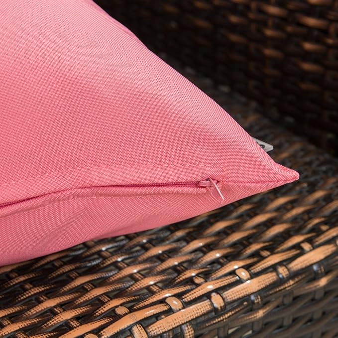 MIULEE Pack of 2 Decorative Outdoor Waterproof Pillow Covers Square Garden Cushion Sham Throw Pillowcase Shell for Spring Valentine's Day Patio Tent Couch 18x18 Inch Pink