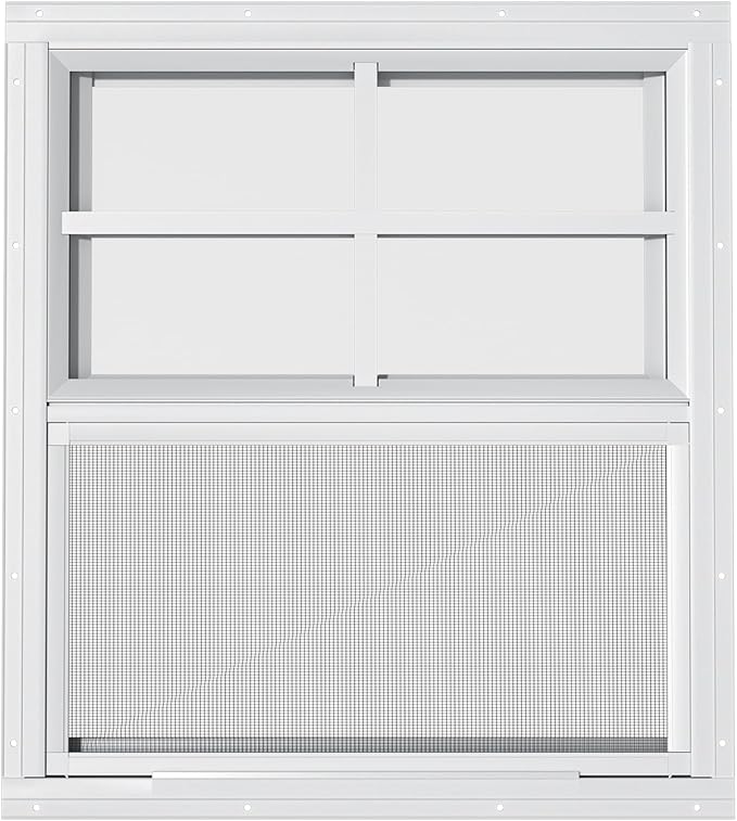 WRISIN 2 Pack Shed Windows - 24" W x 27" H Flush Mount, White Household Windows for Small Playhouses, Barns, Chicken Coops