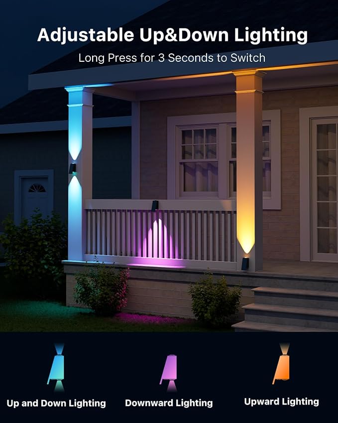 12 Pack Color Changing Solar Powered Fence Lights Outdoor Waterproof Wall Mount LED RGB Ambiance Lamps for Outside Pool Cage, Patio, Deck, House, Garden, Yard Decorative with 8 Colorful Lighting Modes