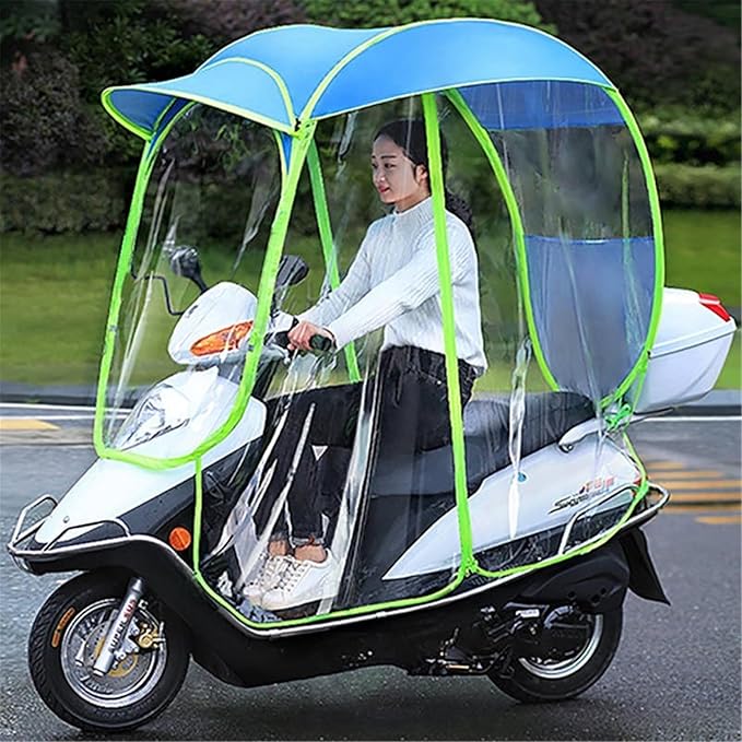 YUANXIN Motorcycle Awning Canopy E-Bike Carport Awning Canopy Storage Motorcycle Rain Shelter Transparent Umbrella Carport (Pink)