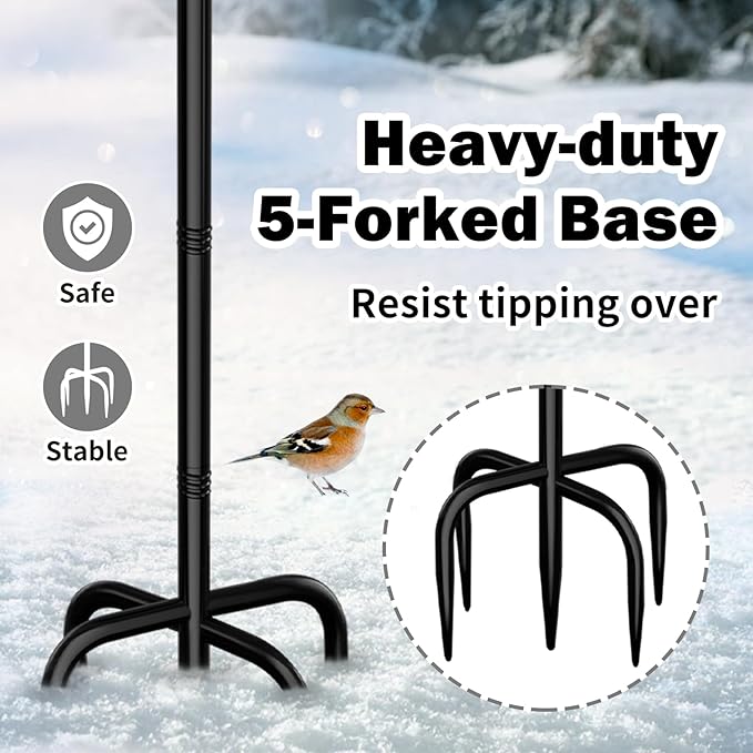 Heated Bird Bath for Outside Winter, Powerful 100W Thermostat Control Heated Bird Baths for Outdoors with 5-Prong Metal Stake, Heated Birdbath Water Heater for Garden Yard Patio Lawn (Grey)