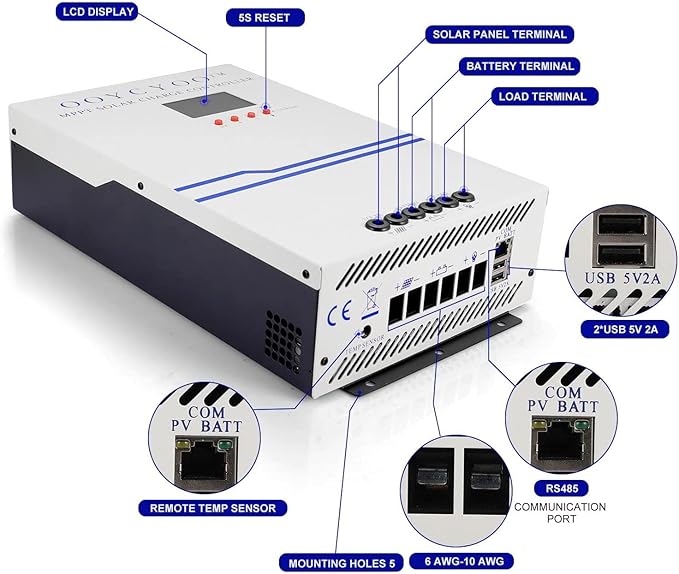 100 Amp MPPT Solar Charge Controller 48V 36V 24V 12V Auto,PV 150V Max Input Solar Panel , 100A Solar Panel Regulator Max Input Power 5000W, for AGM Sealed Gel Flooded Lithium Battery